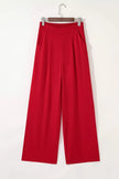 Pleated Detail Pull On High Elastic Waist Loose Straight Pants  Style Ratio