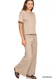 Zenana Cotton Slub Short Sleeve Tee and Pants Set  Style Ratio