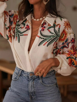 Floral Button Up Long Sleeve Shirt  Style Ratio