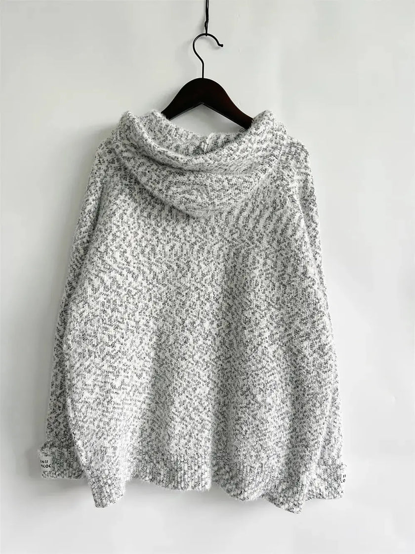 Zip Up Drawstring Long Sleeve Hooded Sweater  Style Ratio