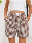 Gingham Elastic Waist Casual Shorts  Style Ratio
