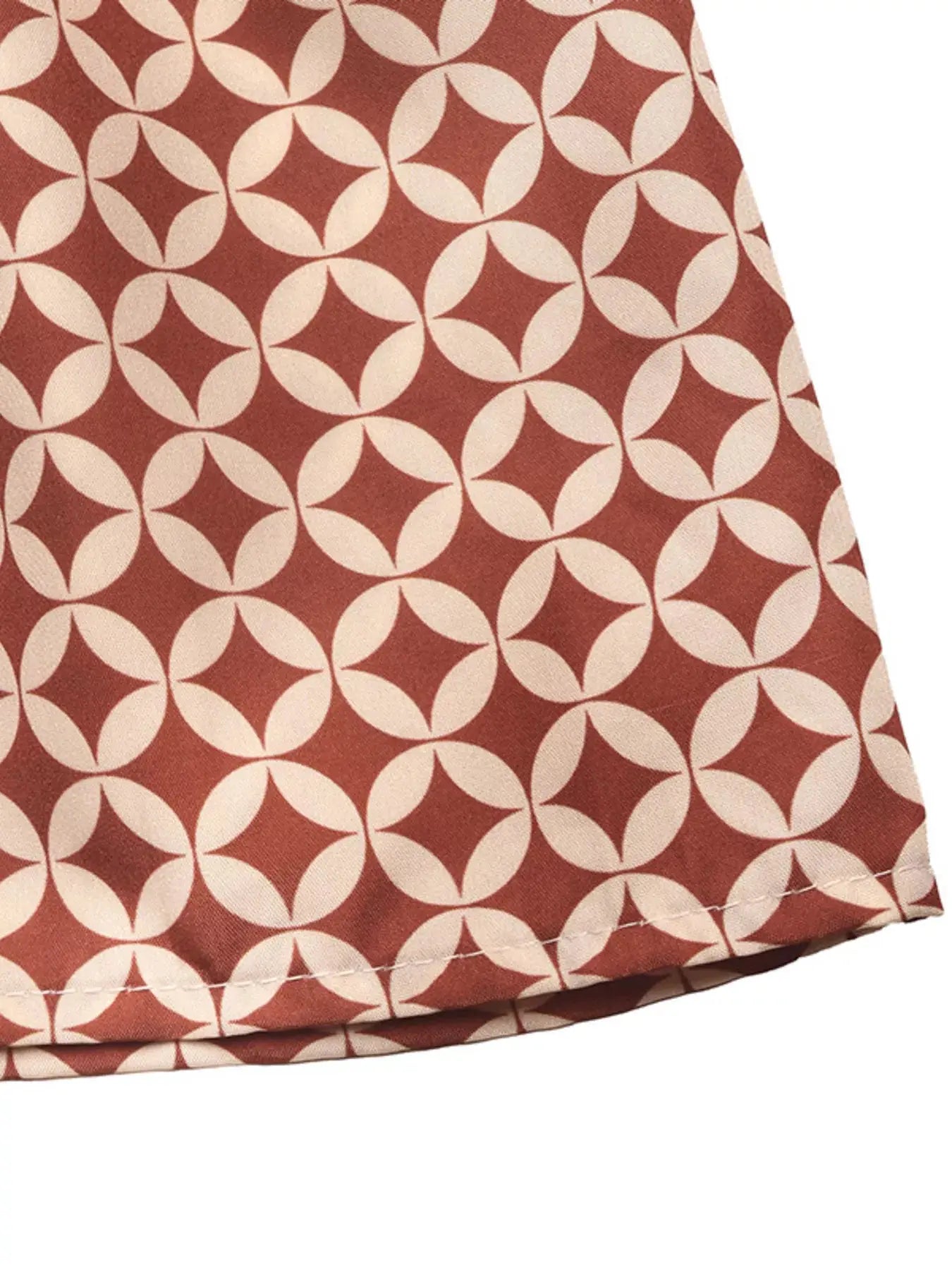 One-Shoulder Top and Geometric Print Maxi Skirt Set  Style Ratio
