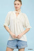 Umgee Linen Scalloped Ruffle Neck Blouse  Style Ratio