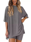 Full Size Relaxed Fit Top and Shorts Two-Piece Set  Style Ratio