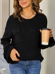Pocket Detail Round Neck Sweater  Style Ratio