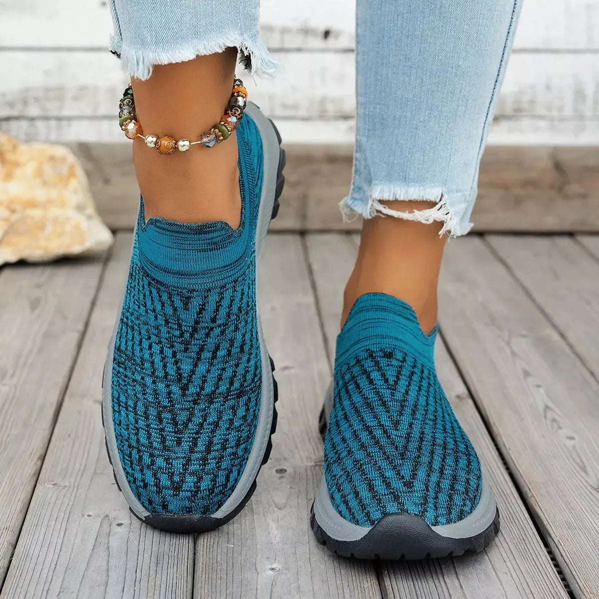 Round Toe Mesh Slip-Ons  Style Ratio