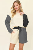 Double Take Full Size Contrast Drop Shoulder Top and Shorts Set  Style Ratio