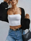 Cropped Ribbed Knit Cardigan  Style Ratio