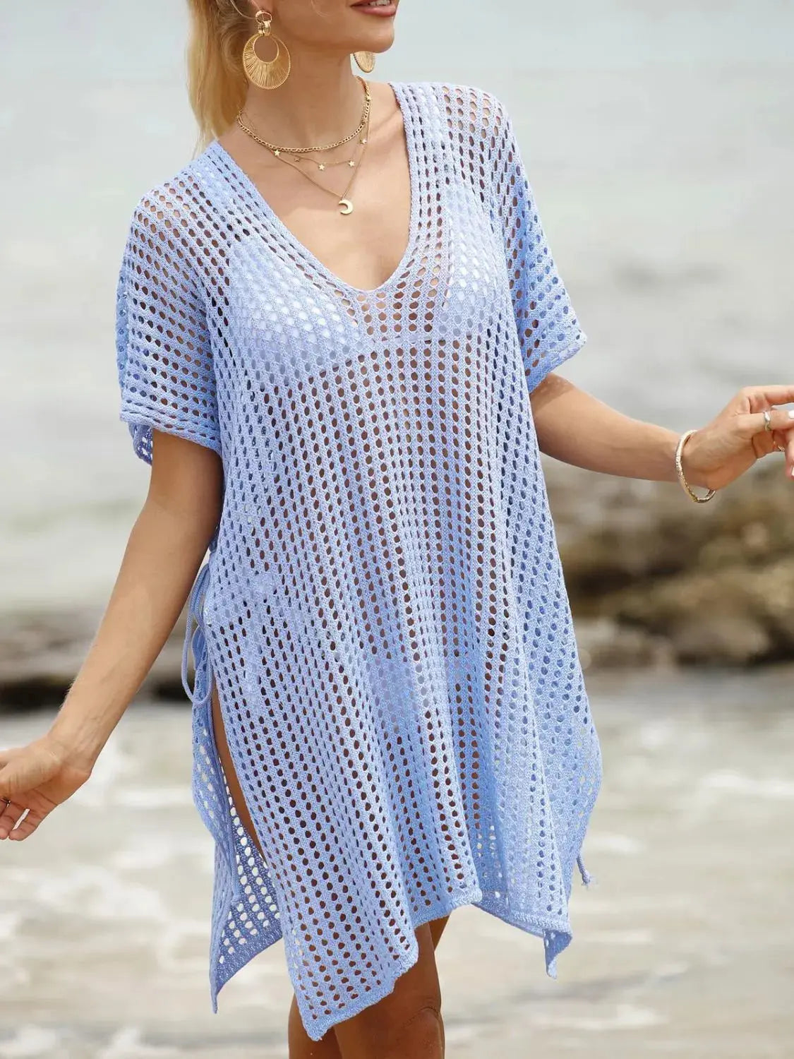 Side Tied V-Neck Cover-Up  Style Ratio
