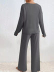 Ribbed V-Neck Top and Pants Loungewear  Style Ratio