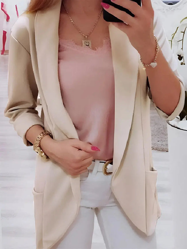 Collared Neck Long Sleeve Blazer  Style Ratio