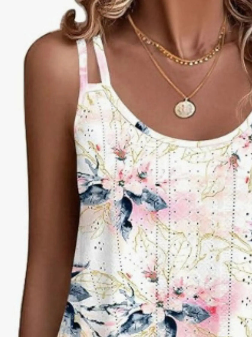 Eyelet Double Strap Tank Top  Style Ratio