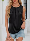 Pleated Round Neck Tank Top  Style Ratio