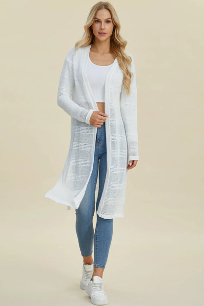 Double Take Open Front Longline Cardigan Trendsi