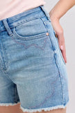 Judy Blue High Waist Western Embroidery Detail Cut Off Denim Shorts  Style Ratio