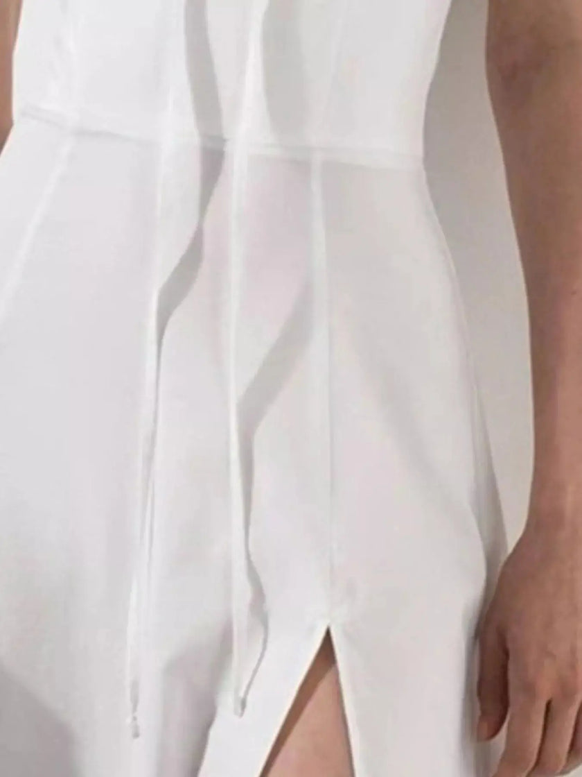Puff Sleeve Tie Front Slit Midi Dress  Style Ratio