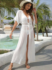 Lace Trim Plunging Beach Cover Up  Style Ratio
