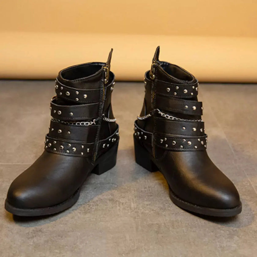 Studded Buckle Ankle Boots  Style Ratio