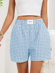 Gingham Elastic Waist Casual Shorts  Style Ratio