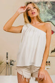 BiBi Cotton Span Knit With Tied Ribbon One Shoulder Sleeveless Top  Style Ratio