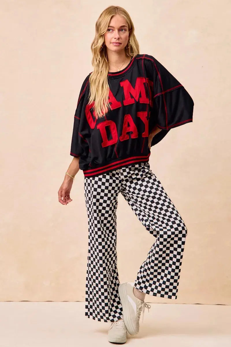 BiBi Gameday Theme Checkered Printed Pants  Style Ratio
