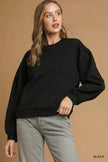 Umgee Round Neck Sweatshirt with Pleated Detail  Style Ratio