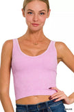 Zenana 2 Way Neckline Washed Ribbed Seamless Tank Top  Style Ratio