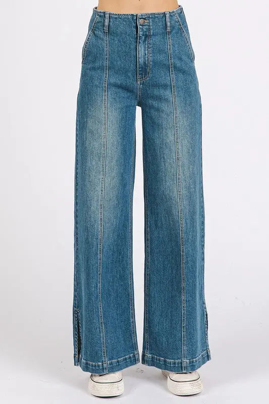 Mittoshop Wide Leg Denim Jeans  Style Ratio