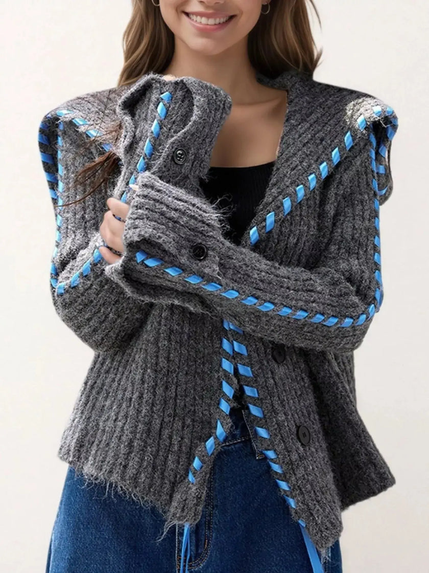 Ribbed Knit Open Front Cardigan  Style Ratio
