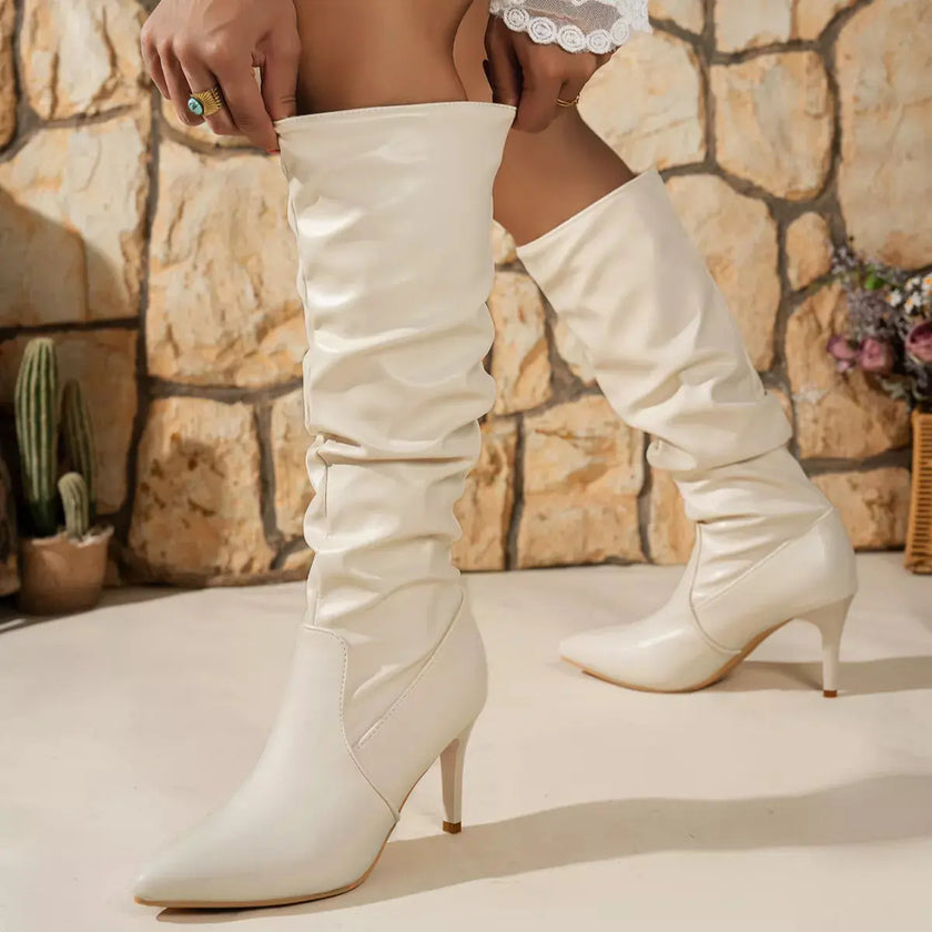 Pointed-Toe Stiletto Heel Knee-High Boots  Style Ratio