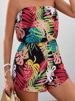 Floral Print Strapless Elastic Waist Romper  Style Ratio