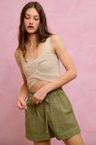 SO ME Paper Bag Patch Pocket Drawstring Twill Shorts  Style Ratio