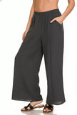 Zenana Woven Airflow Elastic Waistband Pants  Style Ratio