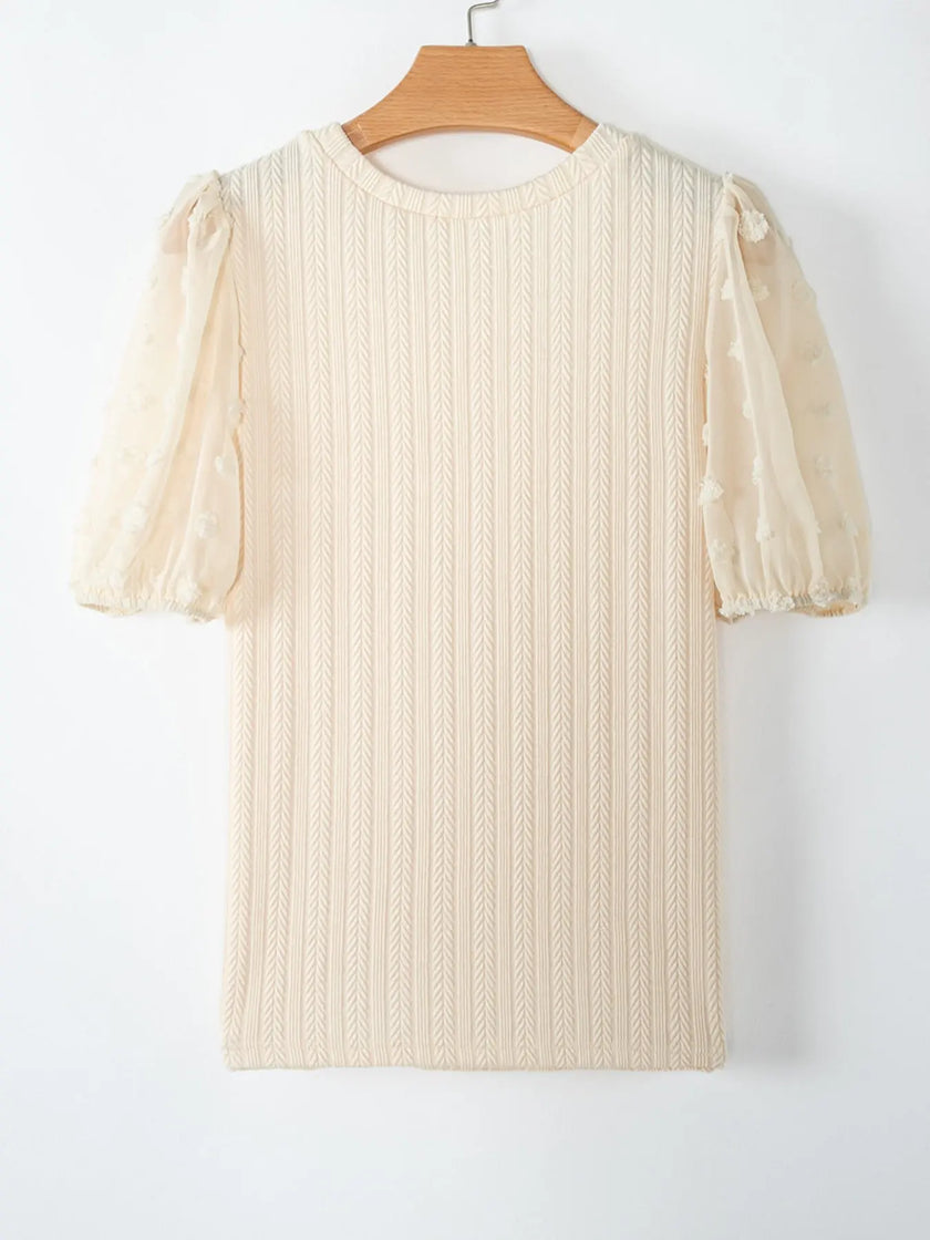 Textured Knit Round Neck Blouse  Style Ratio