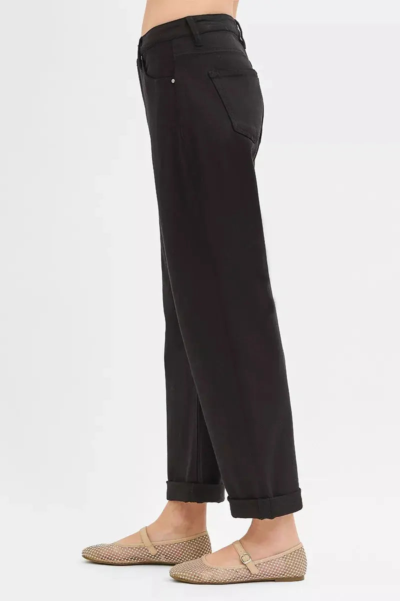 RISEN Tummy Control Mid Rise Ankle Barrel Relaxed Baggy Jeans  Style Ratio
