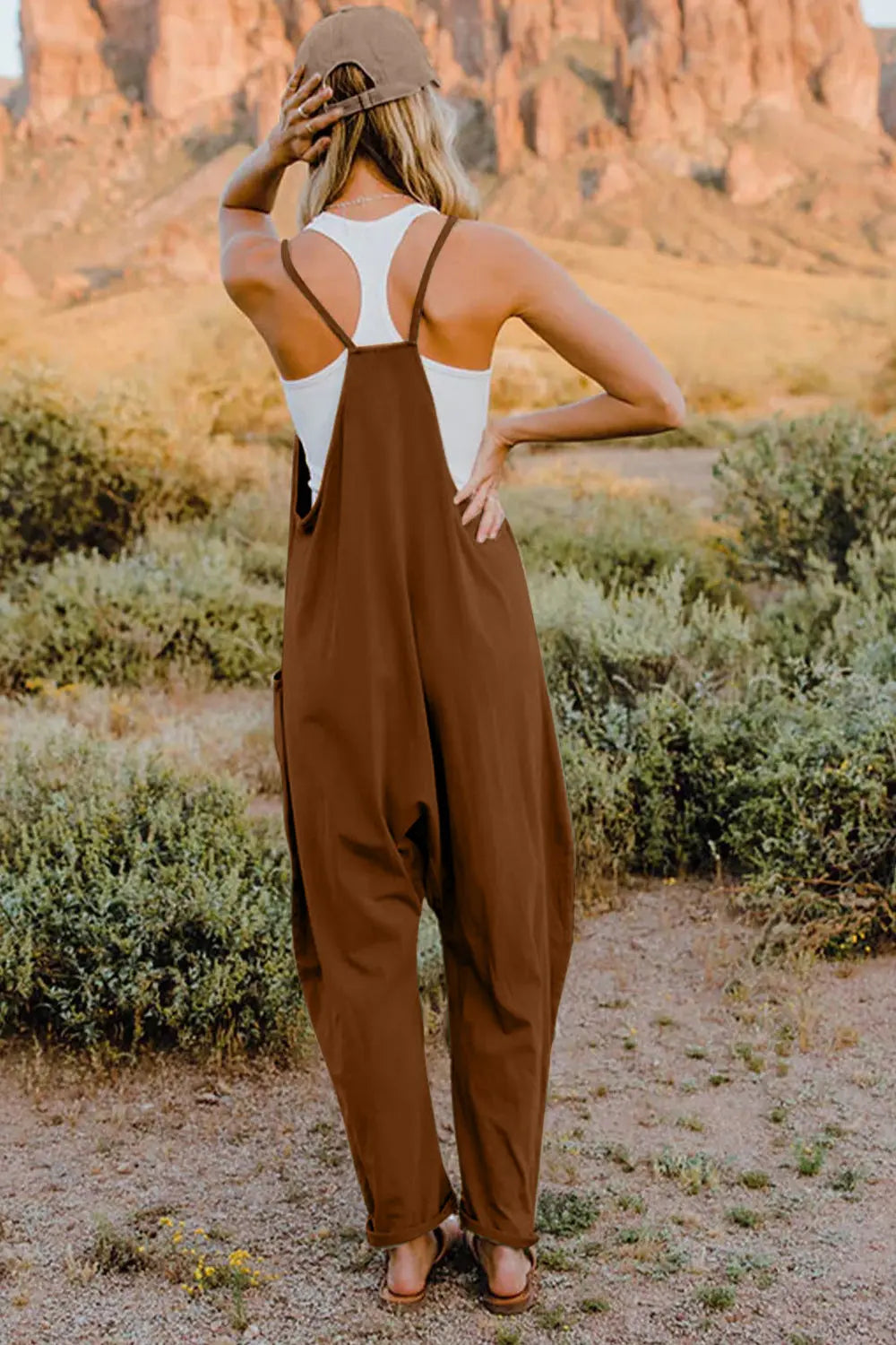 Double Take V Neck Sleeveless Jumpsuit with Pockets  Style Ratio