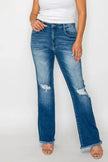 bytos Full Size Raw Hem Distressed High Rise Bootcut Jeans  Style Ratio
