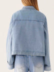 Button Down Cropped Oversized Denim Jacket  Style Ratio