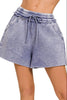 Zenana Acid Wash Fleece Drawstring Shorts W/ Pockets  Style Ratio