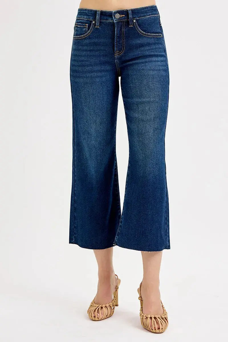 RISEN Full Size Tummy Control High Rise Crop Wide Jeans  Style Ratio