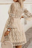 Lace V-Neck Three-Quarter Sleeve Dress  Style Ratio