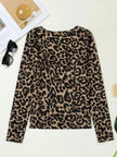 Leopard Print Square Neck Long Sleeve Top  Style Ratio