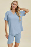 Basic Bae Full Size Ribbed V-Neck Short Sleeve Top and Shorts Loungewear  Style Ratio