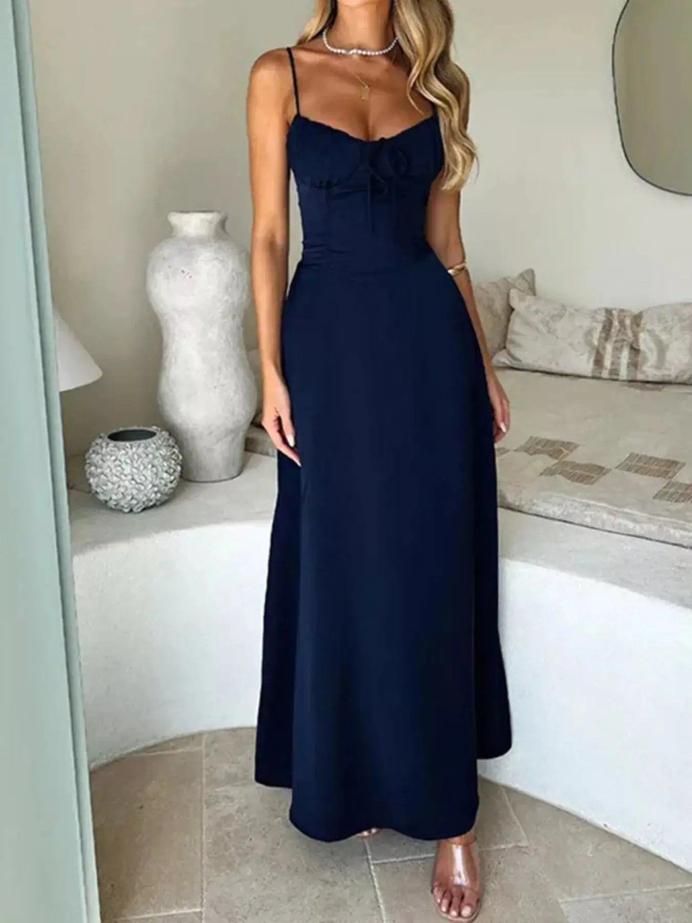 Tie Front Spaghetti Strap Maxi Dress  Style Ratio