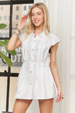 Adora Solid Cap Sleeve Button Up Short Sleeve Shirt  Style Ratio