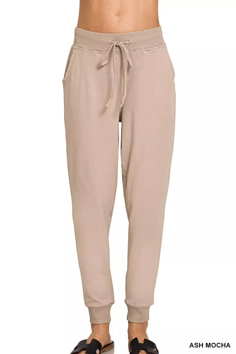 Zenana Drawstring Cotton Joggers with Pockets  Style Ratio