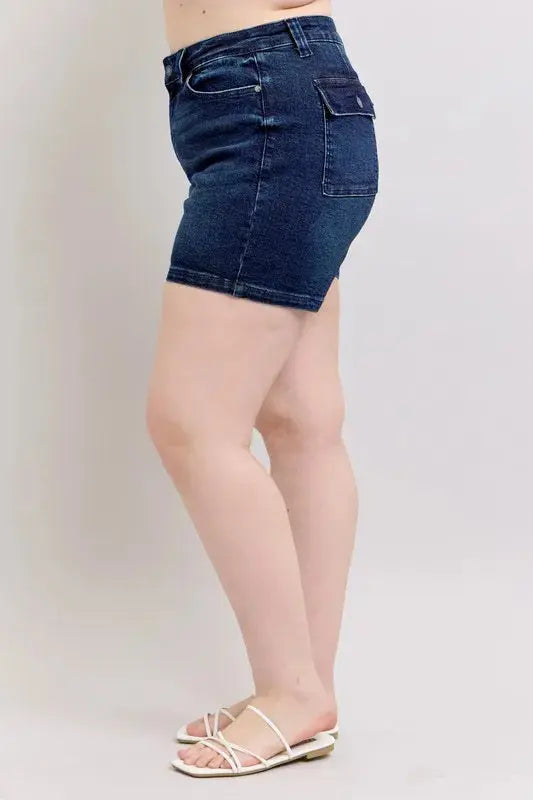 Judy Blue High Waist Back Flap Pocket Denim Shorts  Style Ratio