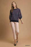 Umgee Jacquard Knit Puff Sleeve Sweater  Style Ratio