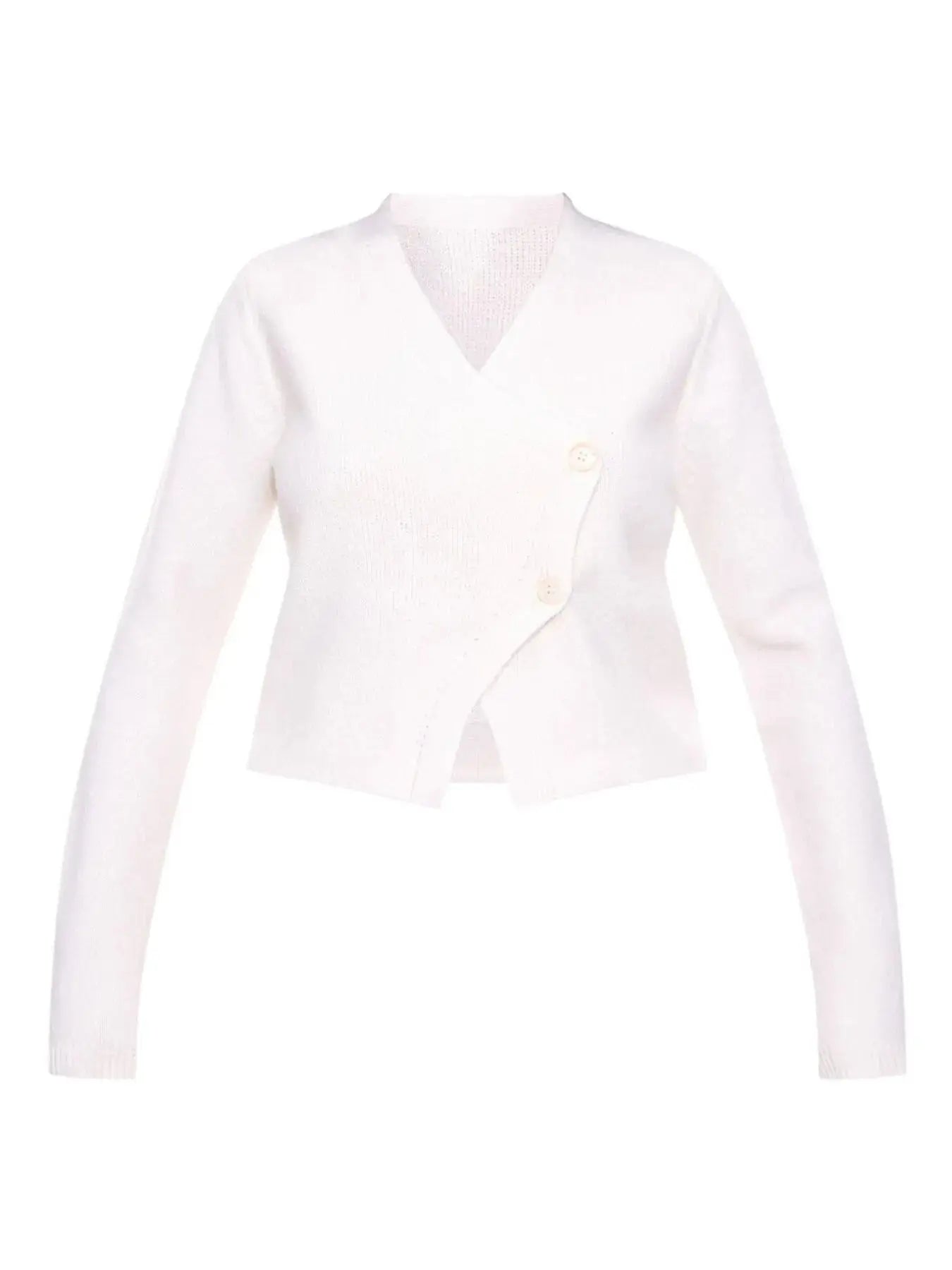 Cropped V Neck Button Up Cardigan  Style Ratio
