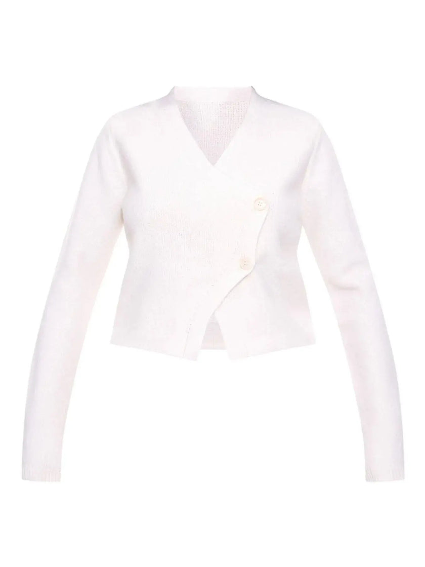 Cropped V Neck Button Up Cardigan  Style Ratio